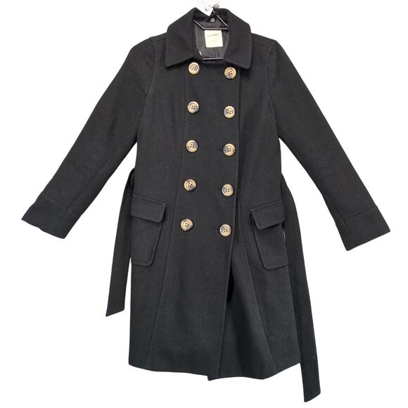 Old Navy Back Pea Coat Women's S Double Breasted, Tie Waist Belt Wool Blend - Picture 1 of 10